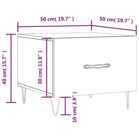 Salontafel 50x50x40 cm bewerkt hout wit 8720845428419 12