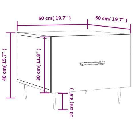 Salontafel 50x50x35 cm bewerkt hout sonoma eikenkleurig 8720845428150 12