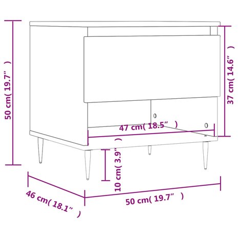 Salontafel 50x46x50 cm bewerkt hout wit 8721012112032 11