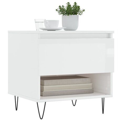 Salontafel 50x46x50 cm bewerkt hout hoogglans wit 8721012112230 3