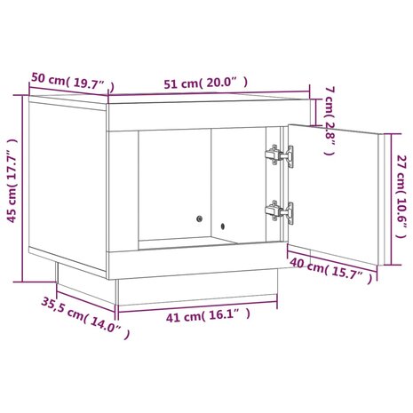 Salontafel 51x50x45 cm bewerkt hout gerookt eikenkleurig 8720286968529 9