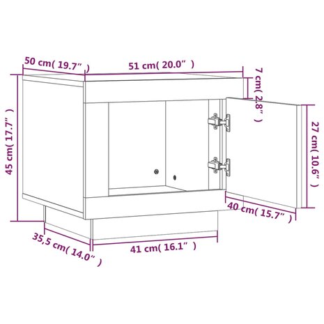 Salontafel 51x50x45 cm bewerkt hout wit 8720286966129 9