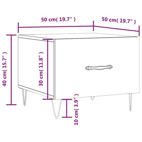 Salontafel 50x50x35 cm bewerkt hout sonoma eikenkleurig 8720845428471 12