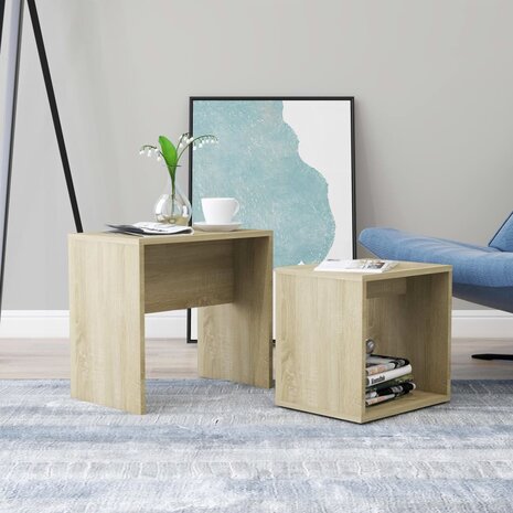 Salontafelset 48x30x45 cm bewerkt hout sonoma eikenkleurig 8720286016824 1