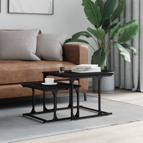 2-delige Salontafelset bewerkt hout zwart 8721012123755 1