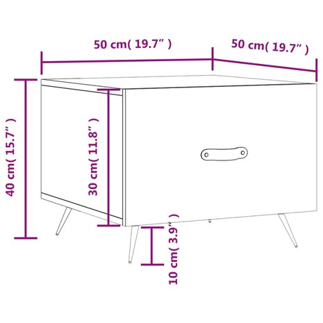 Salontafel 50x50x40 cm bewerkt hout betongrijs 8720845428013 12