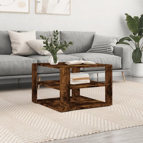 Salontafel 59,5x59,5x40 cm bewerkt hout gerookt eikenkleurig 8720845434908 1