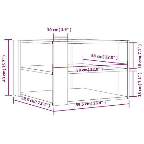 Salontafel 59,5x59,5x40 cm bewerkt hout gerookt eikenkleurig 8720845434908 9