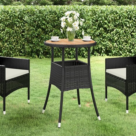 Tuintafel Ø60x75 cm acaciahout en poly rattan zwart 8720286089798 1