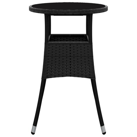 Tuintafel Ø60x75 cm gehard glas en poly rattan zwart 8720286089750 3