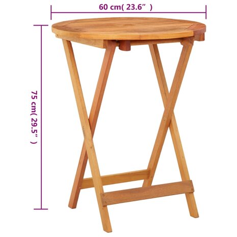 Tuintafel inklapbaar Ø60x75 cm massief eucalyptushout 8720286334874 5