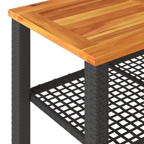 Tuintafel 70x38x42 cm poly rattan en acaciahout zwart 8721012308060 7