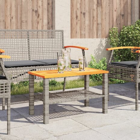 Tuintafel 70x38x42 cm poly rattan en acaciahout grijs 8721012308077 3