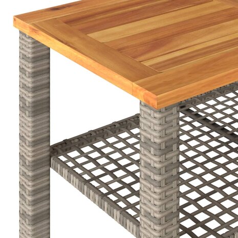Tuintafel 70x38x42 cm poly rattan en acaciahout grijs 8721012308077 7