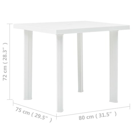Tuintafel 80x75x72 cm kunststof wit 8719883859859 5