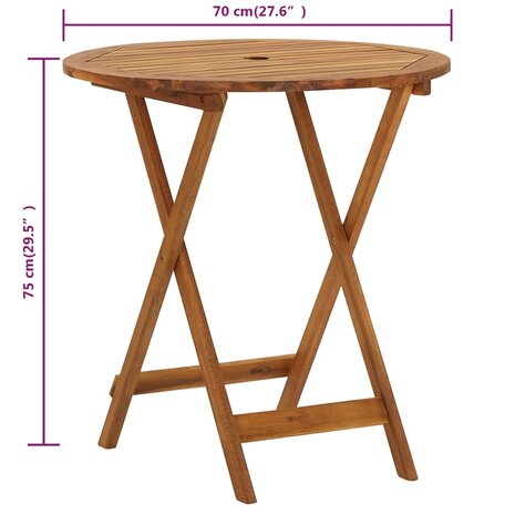 Tuintafel inklapbaar 70 cm massief acaciahout 8720286200247 8