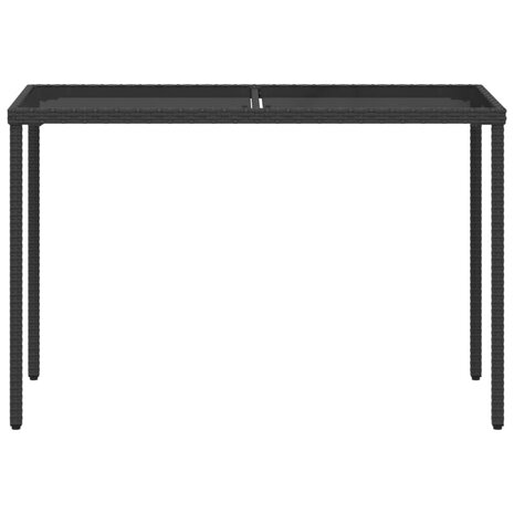 Tuintafel met glazen blad 115x54x74 cm poly rattan zwart 8721012236462 4