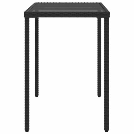 Tuintafel met glazen blad 115x54x74 cm poly rattan zwart 8721012236462 5