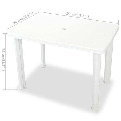 Tuintafel 101x68x72 cm kunststof wit 8718475570622 5