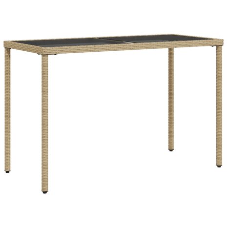 Tuintafel met glazen blad 115x54x74 cm poly rattan beige 8721012236493 2