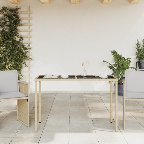 Tuintafel met glazen blad 115x54x74 cm poly rattan beige 8721012236493 3