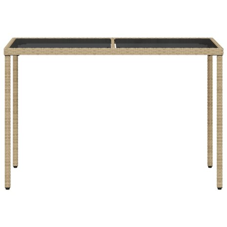 Tuintafel met glazen blad 115x54x74 cm poly rattan beige 8721012236493 4