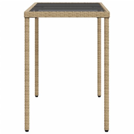 Tuintafel met glazen blad 115x54x74 cm poly rattan beige 8721012236493 5