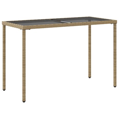 Tuintafel met glazen blad 115x54x74 cm poly rattan beige 8721012236493 6