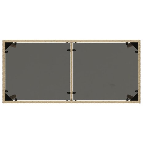 Tuintafel met glazen blad 115x54x74 cm poly rattan beige 8721012236493 7