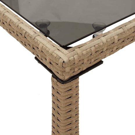 Tuintafel met glazen blad 115x54x74 cm poly rattan beige 8721012236493 8