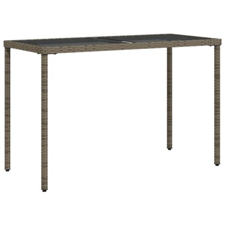 Tuintafel met glazen blad 115x54x74 cm poly rattan grijs 8721012236479 2