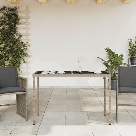 Tuintafel met glazen blad 115x54x74 cm poly rattan grijs 8721012236479 3