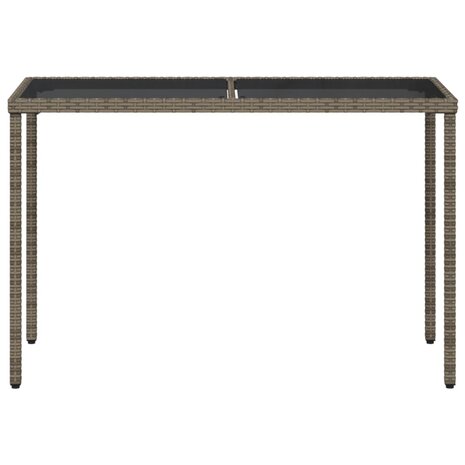 Tuintafel met glazen blad 115x54x74 cm poly rattan grijs 8721012236479 4