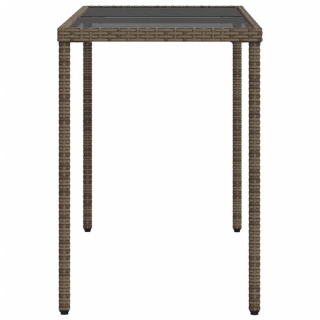 Tuintafel met glazen blad 115x54x74 cm poly rattan grijs 8721012236479 5
