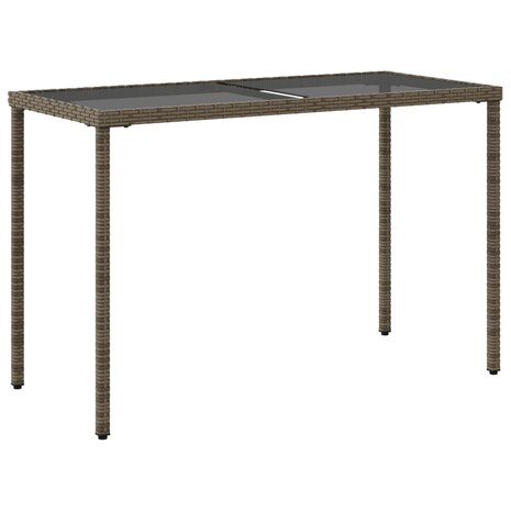 Tuintafel met glazen blad 115x54x74 cm poly rattan grijs 8721012236479 6