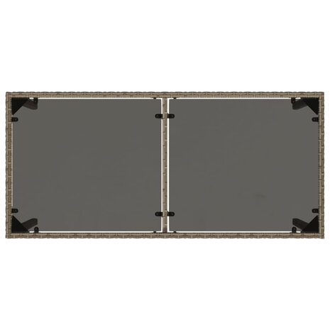 Tuintafel met glazen blad 115x54x74 cm poly rattan grijs 8721012236479 7