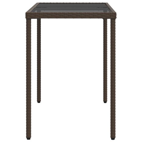 Tuintafel met glazen blad 115x54x74 cm poly rattan bruin 8721012236486 5