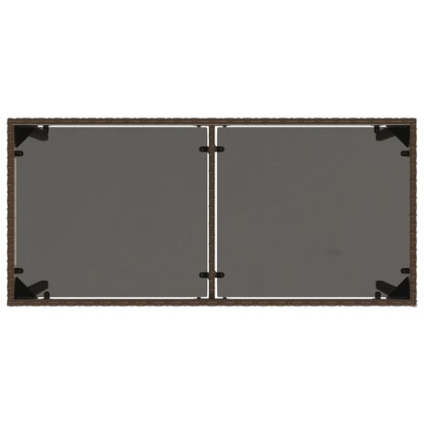 Tuintafel met glazen blad 115x54x74 cm poly rattan bruin 8721012236486 7