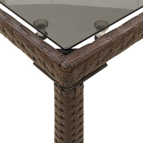 Tuintafel met glazen blad 115x54x74 cm poly rattan bruin 8721012236486 8