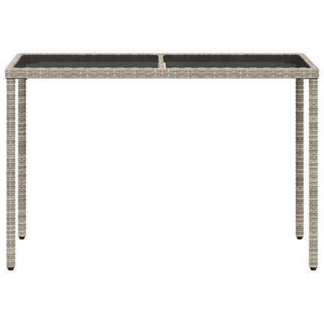 Tuintafel met glazen blad 115x54x74 cm poly rattan lichtgrijs 8721012236530 4