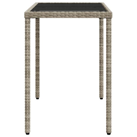 Tuintafel met glazen blad 115x54x74 cm poly rattan lichtgrijs 8721012236530 5