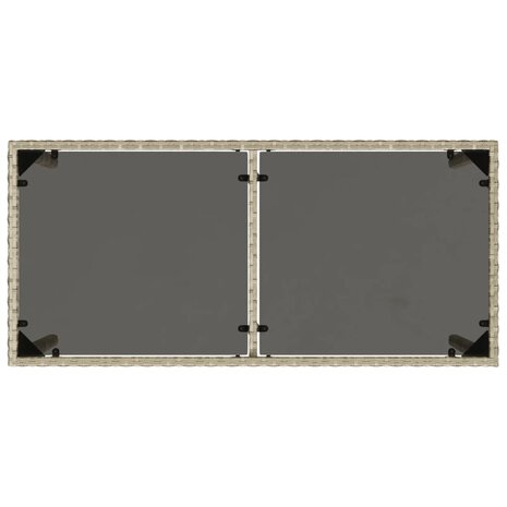 Tuintafel met glazen blad 115x54x74 cm poly rattan lichtgrijs 8721012236530 7