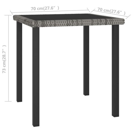 Tuintafel 70x70x73 cm poly rattan grijs 8720286188507 4