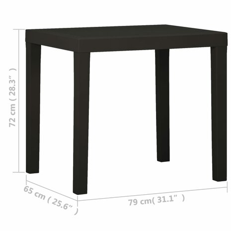 Tuintafel 79x65x72 cm kunststof antracietkleurig 8720286314685 5