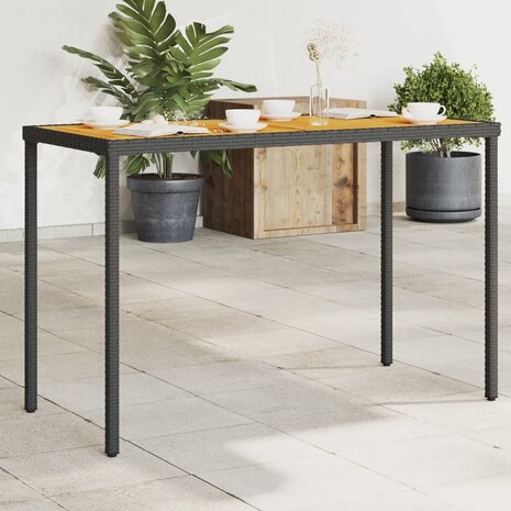 Tuintafel met acaciahouten blad 115x54x74 cm poly rattan zwart 8721012236516 1