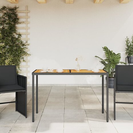 Tuintafel met acaciahouten blad 115x54x74 cm poly rattan zwart 8721012236516 3
