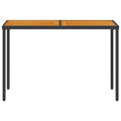 Tuintafel met acaciahouten blad 115x54x74 cm poly rattan zwart 8721012236516 4