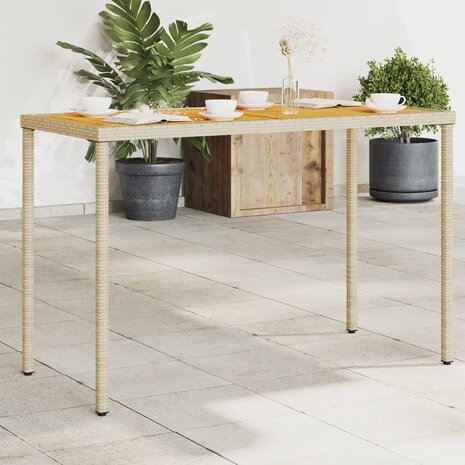 Tuintafel met acaciahouten blad 115x54x74 cm poly rattan beige 8721012236523 1