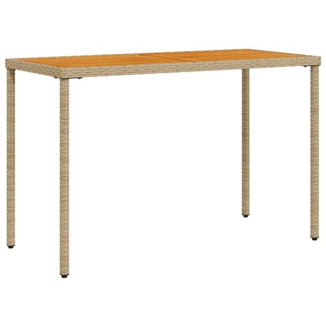 Tuintafel met acaciahouten blad 115x54x74 cm poly rattan beige 8721012236523 2