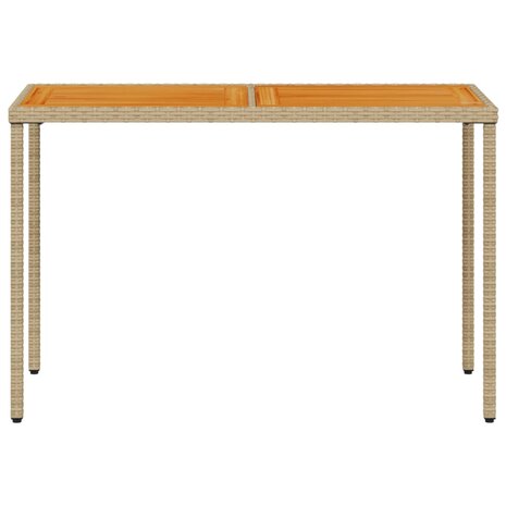 Tuintafel met acaciahouten blad 115x54x74 cm poly rattan beige 8721012236523 4